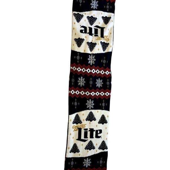 Miller Light Beer Scarf Winter Blue Red Knit Christmas Reindeer Holiday Sherpa - Picture 8 of 9